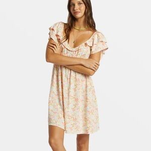 Billabong Pastel Floral Enchant Me Mini Ruffle Dress